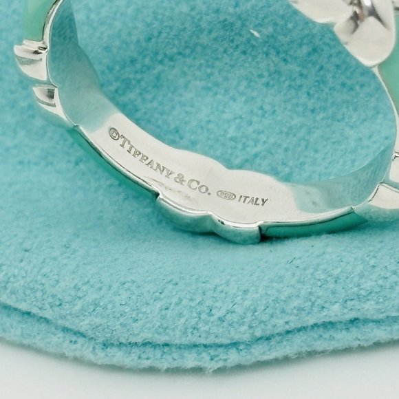 Size 9.5 Tiffany Signature X Kiss Ring in Blue Enamel and Sterling Silver - Picture 4 of 8